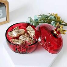 1pc Glass Pomegranate Jar, Highly Attractive Desktop Decor Ornament, Multi-Seed Multi-Fortune Pomegranate Jar, Festive Decorative Storage Container - View 3