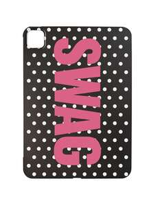 1pc Y2K Millennium Hot Girl Style Black Background White Polka Dot SWAG Fuchsia English Print Tablet Protective Case, Ins Influencer Cool Personalized Full Coverage Anti-Drop Black Matte Soft Shell, Suitable For Personal Use, Birthday Gift Choice; Compatible With Ipad Case, - Black - View 43