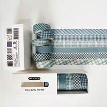 6 Rolls Boxed Vintage Plaid Pattern Washi Tape, Minimalist Style 1.5cm Wide Scrapbooking Tape, Suitable For Student Stationery Decoration DIY Scrapbook And Gift Box Packaging, Surprise Gift For Friends - Vintage - View 6