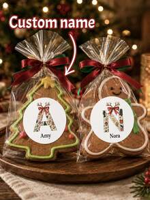 LICVIC 54-540pcs Custom Reindeer Initial Christmas Stickers With Name, Personalized Letter Labels Stickers, Festive Holiday Gift Wrap Decor, Customized Christmas Name Labels, Customizable Gift Packaging Stickers, Christmas Party Decor, Holiday Gift Accent - Style B - View 1