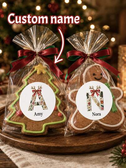 LICVIC 54-540pcs Custom Reindeer Initial Christmas Stickers With Name, Personalized Letter Labels Stickers, Festive Holiday Gift Wrap Decor, Customized Christmas Name Labels, Customizable Gift Packaging Stickers, Christmas Party Decor, Holiday Gift Accent