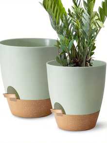5pcs Set Minimalist Plastic Planters, Breathable Thickened Planting Pots For Home Balcony Green Plants And Succulents - A - View 3