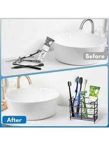 Bathroom Toothbrush Holder - Electric Toothbrush And Toothpaste Storage Rack; Bathroom Toothbrush Holder, Bathroom Storage Rack, Sink Toothpaste Holder, Rust-Proof Bathroom Accessories Rack - Multicolor - View 4