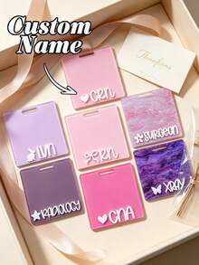 Personalized ID Badge Holder, Customizable 3D Badge Reel And Holder, Can Customize Text Or Name, Suitable For Nurses, Doctors, Teachers And More - Multicolor - View 2