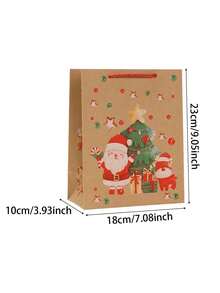 24pcs Set Of Christmas-Themed Printed Kraft Paper Gift Bags-Perfect For Party Favors, Table Decorations, Guest Gifts, And General Gift-Giving; An Ideal Choice For Holiday Gift Packaging. - Multicolor - View 11