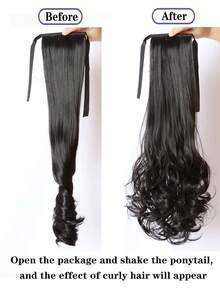 Tie-Up Double Wave Ponytail Hair Extensions, Synthetic Fiber Curly Drawstring Ponytail Wig, Suitable For Girls, Soft Large Wave Curly Hair Piece, Easy To Wear, Suitable For Daily, Halloween, Christmas Party And Cosplay, Multiple Lengths Available - Multicolor - View 10