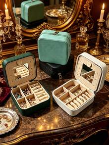 1pc Large Capacity Jewelry Box, Jewelry Storage Box, Multi-Function Jewelry Display Box, Jewelry Box With Mirror, Women's Gift, Christmas Gift, Travel Essential - Multicolor - View 1