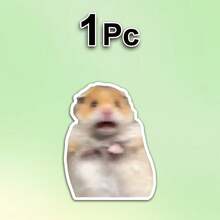 1pc/3pcs Cute Screaming Hamster Meme Sticker, Funny Hamster Animal Meme Vinyl Decals, Aesthetic Cartoon Pet Laptop Stickers, Water‑Resistant Removable Decal For Water Bottle, Skateboard, Phone Case, Notebook, Luggage - Glossy Film - View 14
