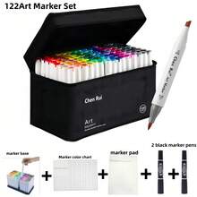 50-168 Colors Doul-Tip Art Marker Pens Set,With Brush And Chisel Tips,Permanent Sketching Markers Suitable For Coloring,Drawing,Painting,Sketching,Perfect Gift For Friend,Artists,Student And Family,Back To School,First Day Of School - Multicolor - View 15