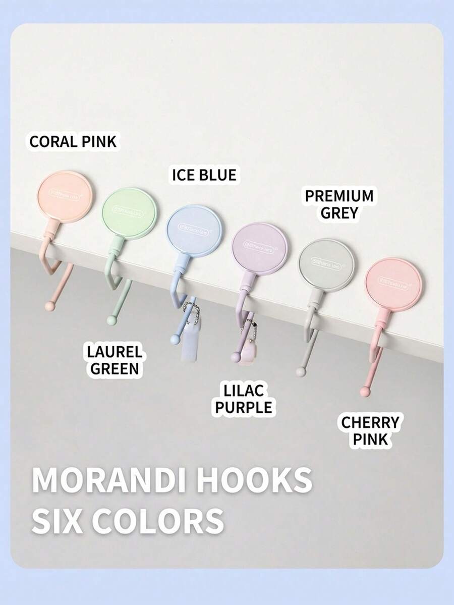 1pc Morandi Color Desktop Hook, No-Glue Traceless Hook, Student Backpack & Bag Hook - Y - View 1