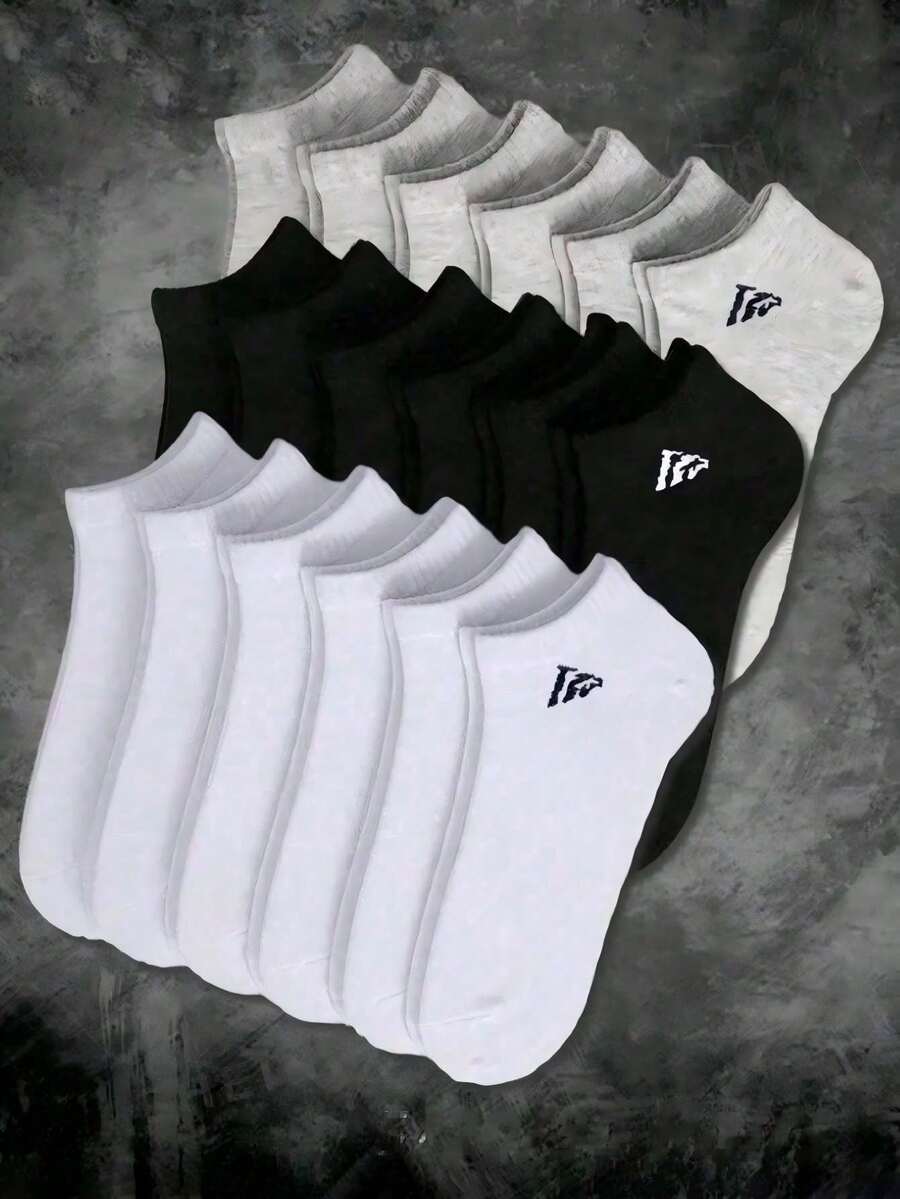 1/5/10/15/20/30 Pairs Unisex Sports Socks, White/Black/Grey Short Socks, Invisible Socks, Minimalist Fashion, Suitable For Daily Casual Wear, Random Color Style - Multicolor - View 1