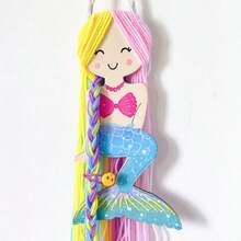 1pc INS Style Mermaid Hair Clip Storage Wall Hanging Children's Room Cute Cartoon Bedside Decor Organizer, Wooden Hanging Hair Clip Storage Rack, Durable And Anti-Wrinkle, 80cm Long - Multicolor - View 3