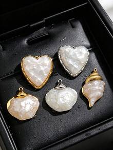 1/2Pcs Coastal Vintage Boho Shell Conch Charms For Jewelry Making, Stainless Steel Imitation Shell Pendants For DIY Necklace Earring Supplies - Acrylic Pendant - View 2