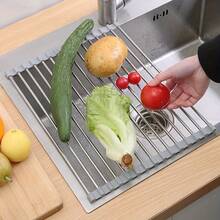 1pc Luxury Roll-Up Stainless Steel Dish Drying Rack - Space-Saving, Multi-Functional, Over-The-Sink Design, Portable, Foldable, Rust-Proof, Easy To Clean, Kitchen Sink Organizer, Tools And Mats, Perfect For Small Kitchens, Space-Saving Solution, Exquisite Cookware, Compact Storage Rack, High-Quality Metal, Corrosion-Resistant Material, Multi-Functional Tool, Suitable For Home Cooks - Multicolor - View 8
