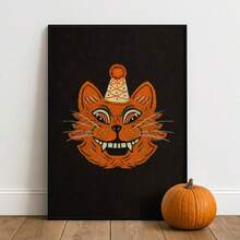 1/PC Cute Ghost Halloween Mural, Witch Costume Printing, Pumpkin Reception Poster Wall Art, Eerie Autumn Frameless Decorative Painting - Frameless - View 1