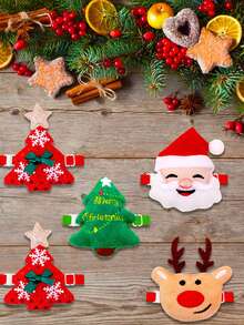3/10Pcs Christmas Cartoon Pet Bow Ties, Santa, Reindeer & X‑Mas Tree Fabric Collar Decor, Adjustable Elastic Straps, Universal For Small‑Medium Dogs & Cats, Pet Photoshoot Props For Party, Festive Gifts To Make Pets Happy For Birthday & Christmas - Multicolor - View 4