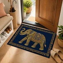 1pc Elephant Pattern Printed Faux Cashmere Kitchen Mat, Absorbent Kitchen Floor Mat, Kitchen Rug, Long Runner Mat, Sink Front Mat, Suitable For Kitchen, Bathroom, Entryway, Hallway, Laundry Room And Home Decor - Multicolor - View 2