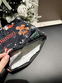 1pc Christmas Storage Bag Gift Pouch Santa Claus Gift Bag Cosmetic Bag Toiletry Bag Clutch Bag Fabric Bag - Multicolor - View 3