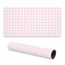 1pc Pink And White Gingham Pattern: Uniform Checkered Design, Pastel Digital Art Style. Large Desk Mat, Non-Slip Mouse Pad, Waterproof Keyboard Desk Protector For Office, Study & Gaming Setup, Home Desk Decor, Gift Ready - Mouse Pad - View 10