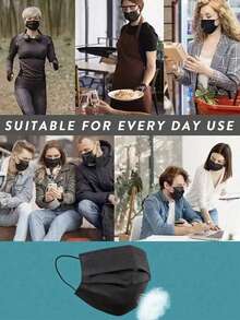 200/100/50/10/1pc Disposable Face Masks, 3 Colors Available, Skin-Friendly Soft, 3-Layer Protection, Elastic Ear Loops - Suitable For Home Cleaning, Cooking, School, Office, Outdoor And Camping, Halloween/Christmas/Valentine's Day Gift Set - Multicolor - View 3