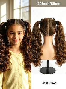 Tie-Up Double Wave Ponytail Hair Extensions, Synthetic Fiber Curly Drawstring Ponytail Wig, Suitable For Girls, Soft Large Wave Curly Hair Piece, Easy To Wear, Suitable For Daily, Halloween, Christmas Party And Cosplay, Multiple Lengths Available - Multicolor - View 19