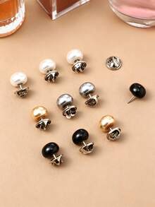 1pc Detachable No-Sew Brooch Button, Metal Pearl Pin, Suitable For Shirts, Weddings, Banquets, Daily Wear, Men's And Women's Fashion Accessories, Durable Shoe Decor Buckle - Multiple Styles - View 6