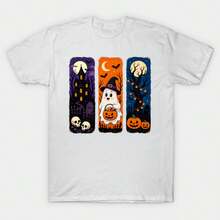 Unisex-Summer/Autumn T-Shirts - Halloween Graphic T-Shirt-Streetwear,Y2k,Herren,Pasha Style,Herbst Outfit,Essentials,Baumwolle Herren,Vintage,Personna - White - View 1