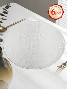 6-24pcs Champagne Gold Wavy Pattern Coasters, European Style Premium PVC Round Heat-Insulating Coasters For Home, Bar, Thanksgiving, New Year Decor - Multicolor - View 16