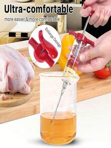 5 piezas/2 piezas Inyector de carne con 3 agujas, herramienta de cocina para inyectar marinada, evita el traspaso de sabor, penetración profunda - Multicolor - Ver 5