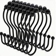 12pcs/Set Bathroom Double Roller Hooks - Rust-Proof, Smooth Sliding Double Rings, Suitable For Shower Curtains And Liners, Shower Curtain Set, Shower Curtain, Bathroom Accessories, Shower Curtain Hooks, Bathroom Decor - Multicolor - View 2