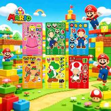 SUPER MARIO BROS. 1set/6pcs Anime . Puzzle Sticker Game Kawaii Makes A Face Sticker Cute Cartoon DIY Puzzle Toy Sticker, The Perfect Holiday Gift For Boys And Girls(Stochastic Style) - Multicolor - View 3