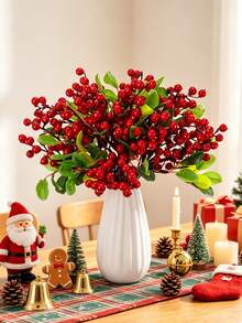 3PCS Red Berry Christmas Tree Branches, Christmas Tree Decoration, DIY Christmas Decoration, Wedding Winter Home Decoration, Fake Plants, Autumn Decoration, Bedroom Decoration, Christmas Decoration - Red - View 6