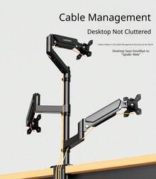 Lenovo A730 3-Arm Gas Spring Ergonomic Desktop Monitor Mount, Fully Adjustable Rotating VESA Bracket With Cable Management, Space-Saving Home Office Large Screen Monitor Stand - View 9