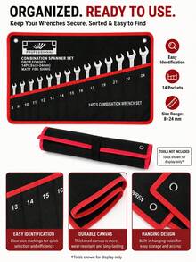 14-Pocket Tool Organizer Roll. Durable Wrench Storage Bag With Portable Handle. Perfect For Garage & Workshop Organization. - Tool Bag - View 4
