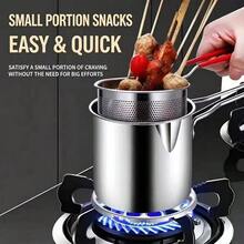 1 Set Stainless Steel Multi-Function Deep Fryer Pot With Strainer, Deep Fryer Pot, Noodle Cooking Pot, Suitable For Frying French Fries, Fried Chicken, Fried Dumplings, Cooking Noodles - View 4
