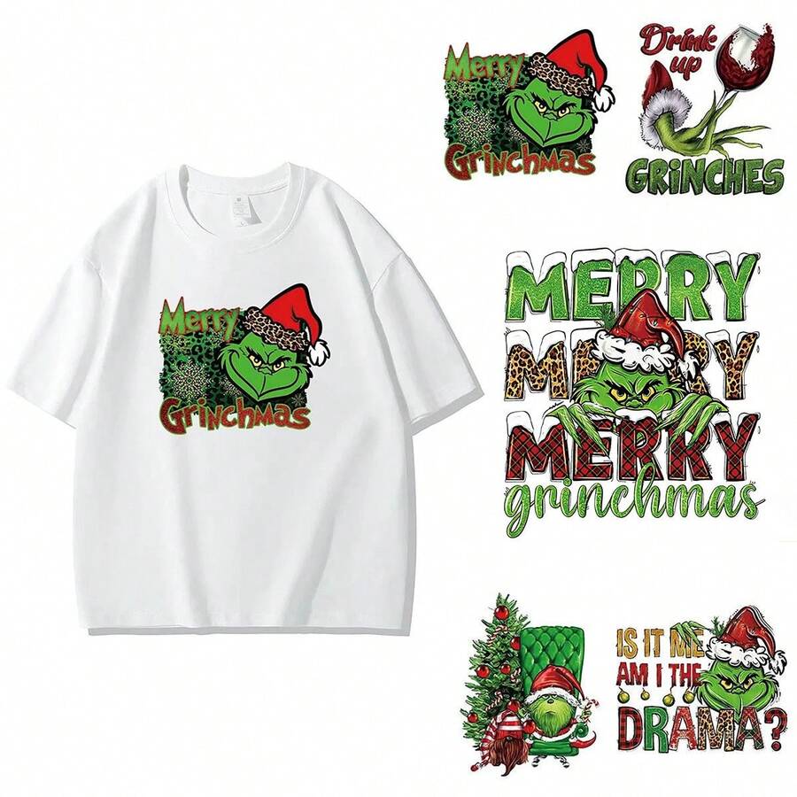 The Grinch 1 buah Stiker Pakaian Setrika Natal, Patch Setrika Bordir Transfer Panas, Logo dan Cetak Offset - View 1