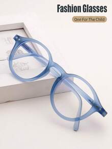 1 Pair Unisex Kids Oval Frame Minimalist Retro Academic Anti-Blue Light Non-Prescription Glasses For Daily Reading And Computer Use - A - View 7