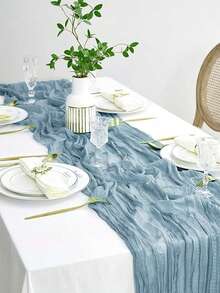 1/5 Piece Polyester Yellow Gauze Table Runner With Folds, Suitable For Holiday Graduation Ceremonies, Birthday Party Decorations, Wedding Supplies, Holiday Home Party Dining Table Decorations, Banquet Party Table Runners, Gauze Table Runners - T - View 9