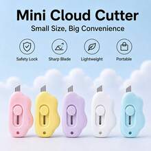 Cute Cloud Mini Retractable Utility Knife, Portable Paper Cutter With Sharp Blade And Bottle Opener, Practical Tool For Office, School, Home, DIY Crafts, Learning Supplies, Office Supplies, Car Accessories, Random Color - Multicolor - View 1