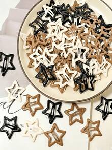 20pcs Girls Brown Tone Cute Sweet Star Forehead Bangs Hair Clips Suitable For Daily Matching - Multicolor - View 3