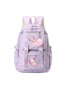 1 Pc, Creative Salamander Pattern Printed Backpack, Large Capacity Casual Backpack, Adjustable Shoulder Straps, Suitable For Daily Commute And Travel - one-size - View 13