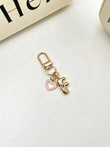 1pc 26 Letters Oil Drop Hollow Heart Pendant Initial Keychain, Bag Charm Pendant, Copper Material, Perfect Gift For Couples And Friends - Random Color - View 6