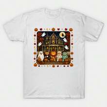 Unisex-Summer/Autumn T-Shirts - Spooky Sweet Teddy Bear Halloween Costume Graphic T-Shirt-Streetwear,Y2k,Herren,Pasha Style,Herbst Outfit,Essentials,B - White - View 1
