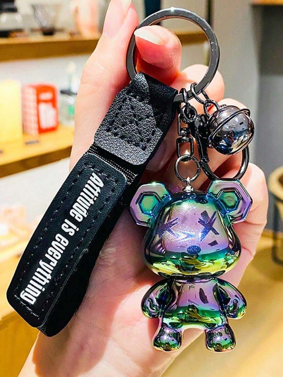 可愛鑰匙圈禮物-背包掛飾情侶卡通熊男孩女孩包包鑰匙圈女款男款車鑰匙環 - 彩色 - 查看 1