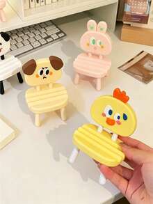 Funny Face Animal Chair Phone Stand, Cartoon Adjustable Desktop Stand, Foldable Portable Pocket Sized Phone Stand, Suitable For All Smartphones And Tablets, Essential For Office And Home Daily Use, Portable Travel Desktop Phone Stand Accessories - A - View 2