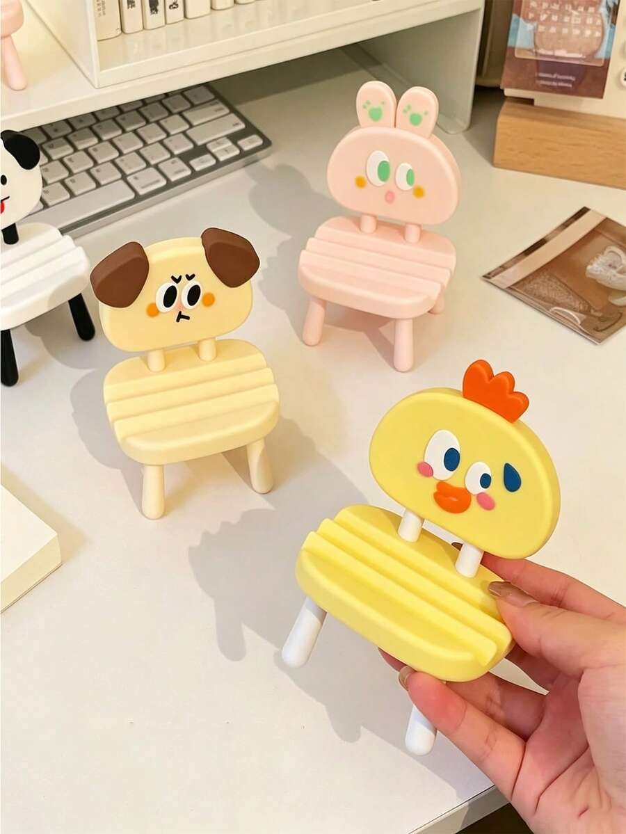 Funny Face Animal Chair Phone Stand, Cartoon Adjustable Desktop Stand, Foldable Portable Pocket Sized Phone Stand, Suitable For All Smartphones And Tablets, Essential For Office And Home Daily Use, Portable Travel Desktop Phone Stand Accessories