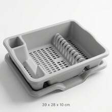 DuVlo Premium Dish Rack With Cutlery Holder, Perfect For Organizing And Drying Your Dishes. Practical, Modern, And Functional Design For Your Kitchen. - Grey - View 2