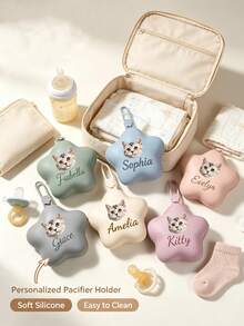 Customized Name Pacifier Box, Personalized Pacifier Box, Customizable Essential, Star Pacifier Storage Box, Newborn Gift, Travel Essential, Room Decor - Multicolor - View 4