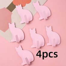 4pcs Pink Cat Wall Hooks - Easy To Install, Suitable For Room, Bedroom, Living Room, Office - Can Store Keys, Coats, Towels, Jewelry, Butterfly Bedroom Decor, Room Jewelry Storage Rack, Fashionable Storage Solution, Elegant Design - Multicolor - View 10