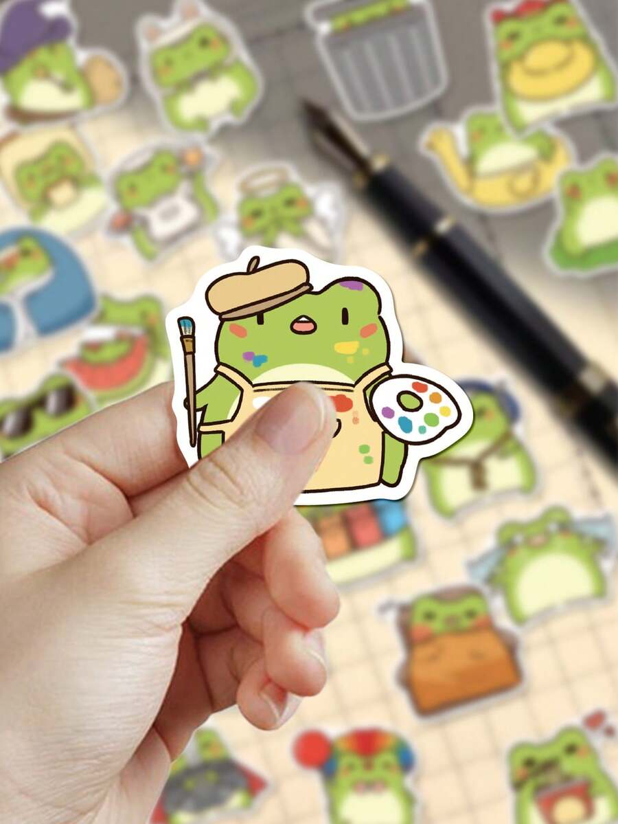 50pcs Versatile Little Frog Stickers For Phone Case, Planner, Laptop, Diary, Greeting Card, Envelope, Stationery, Skateboard, Scrapbook, Guitar - Versatile Little Frog - View 1
